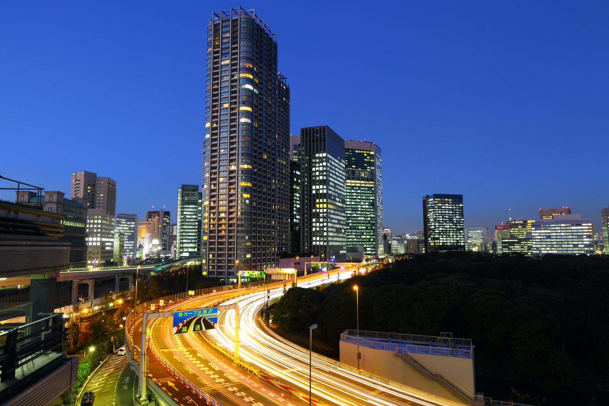 Japan cityscape at night
